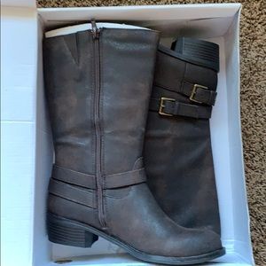 Brand new mid calf faux leather boots